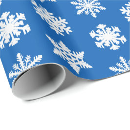 Ikat snöflingor - koboltblått och vit presentpapper