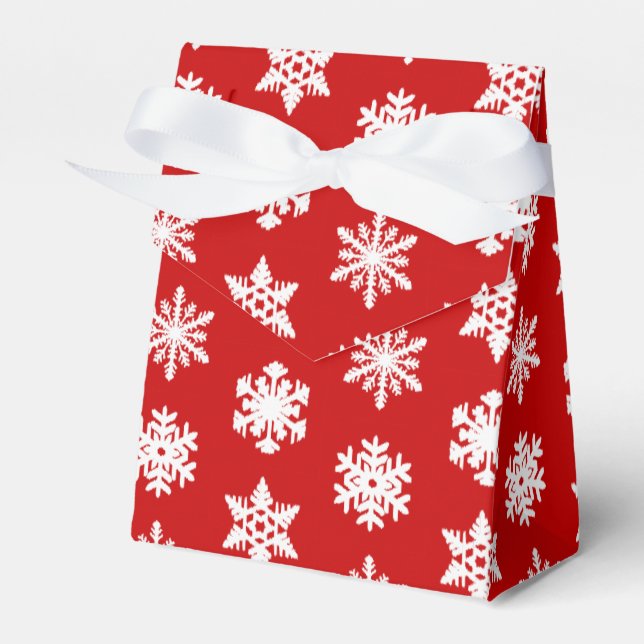 Ikat Snöflingor - Mörk röd och vit Presentaskar (Framsidan Sidan)