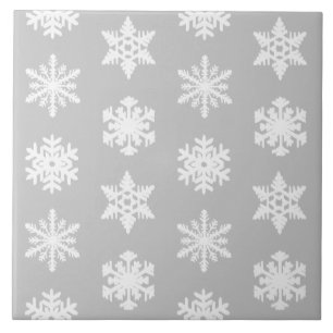 Ikat Snöflingor - Silver grått och vitt Kakelplatta