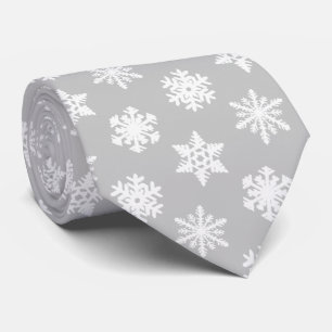 Ikat Snöflingor - Silvergrå och vit Slips