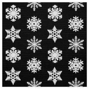 Ikat Snöflingor - Svart och vitt Tyg
