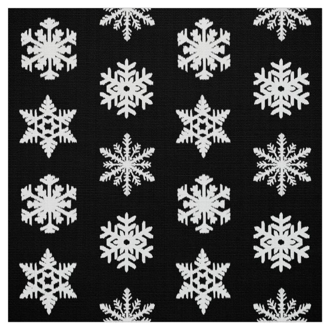 Ikat Snöflingor - Svart och vitt Tyg (Provkarta)