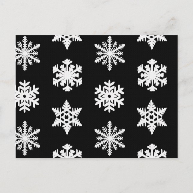 Ikat Snöflingor - Svart och vitt Vykort (Framsida)