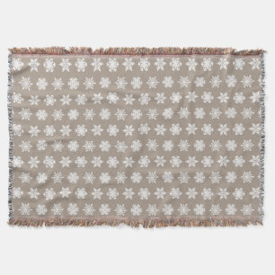 Ikat Snöflingor - Taupe tan och vit Filt