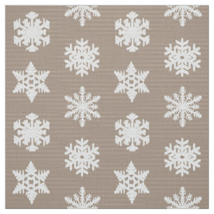 Ikat Snöflingor - Taupe tan och vit Tyg