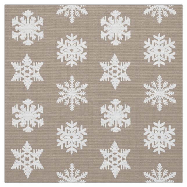 Ikat Snöflingor - Taupe tan och vit Tyg (Provkarta)