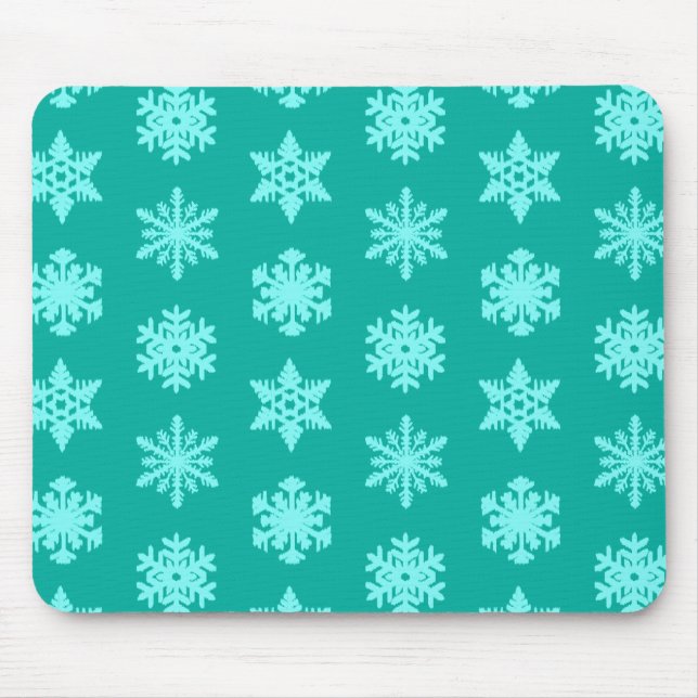 Ikat Snöflingor - Turquise och aqua Musmatta (Framsidan)