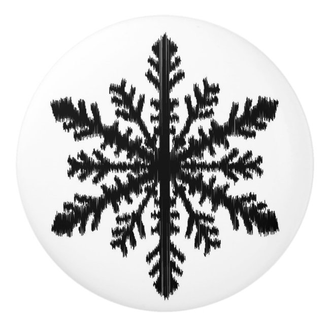 Ikat Snöflingor - Vit och svart Knopp (Framsidan)
