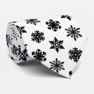 Ikat snöflingor - vit och svart slips