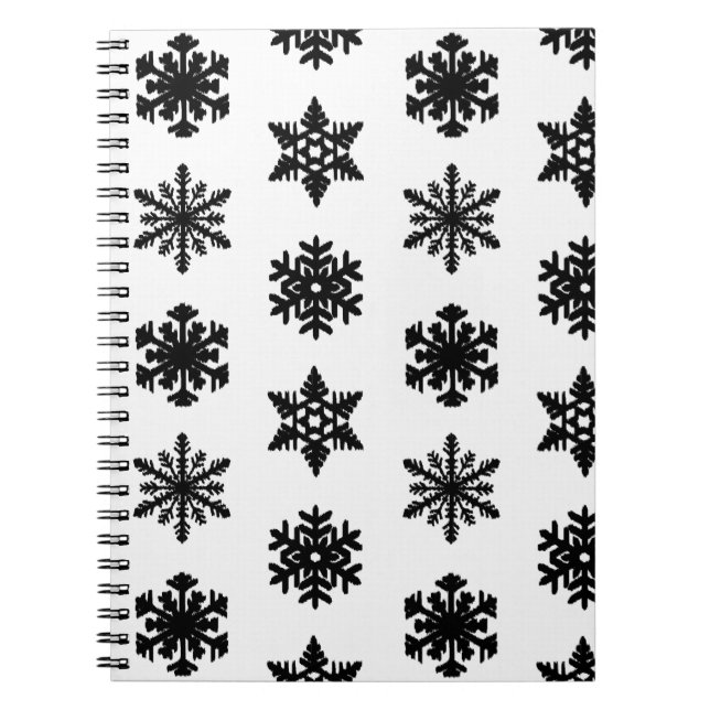 Ikat Snöflingor - Vitt och svart Anteckningsbok (Framsidan)