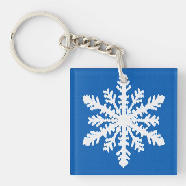 Ikat Snowflake 1 av 4 - Koboltblått och vitt (Framsidan)