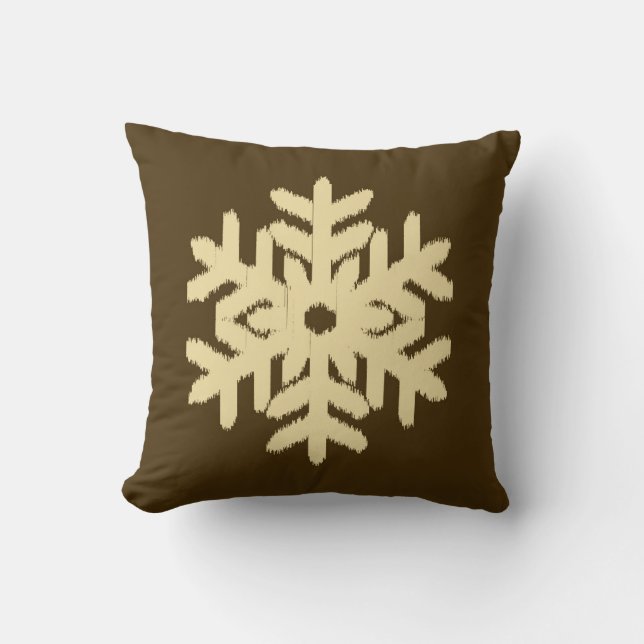 Ikat Snowflake - Beige and Chocolate Brown Kudde (Framsida)