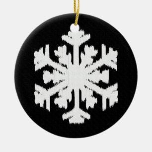 Ikat Snowflake - Black and white Julgransprydnad Keramik