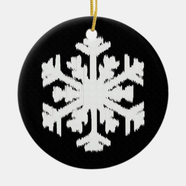 Ikat Snowflake - Black and white Julgransprydnad Keramik (Framsidan)