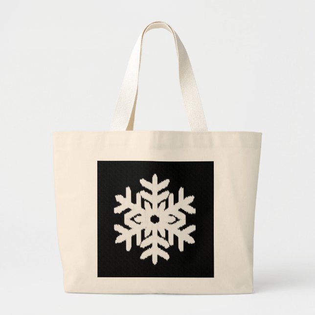 Ikat Snowflake - Black and white Jumbo Tygkasse (Framsidan)