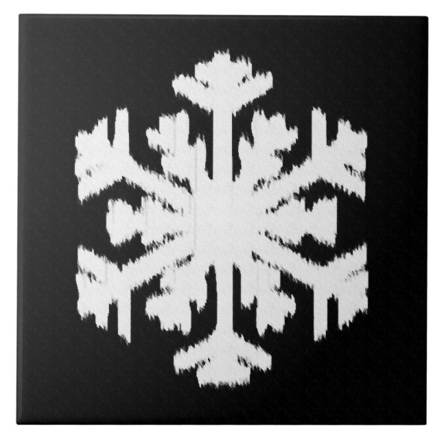 Ikat Snowflake - Black and white Kakelplatta (Framsidan)