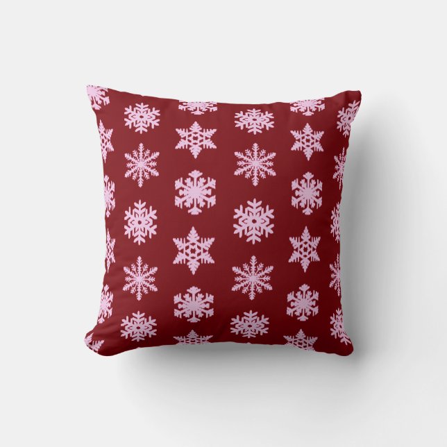 Ikat Snowflake - Burgundy Vin och Rosa Kudde (Framsida)