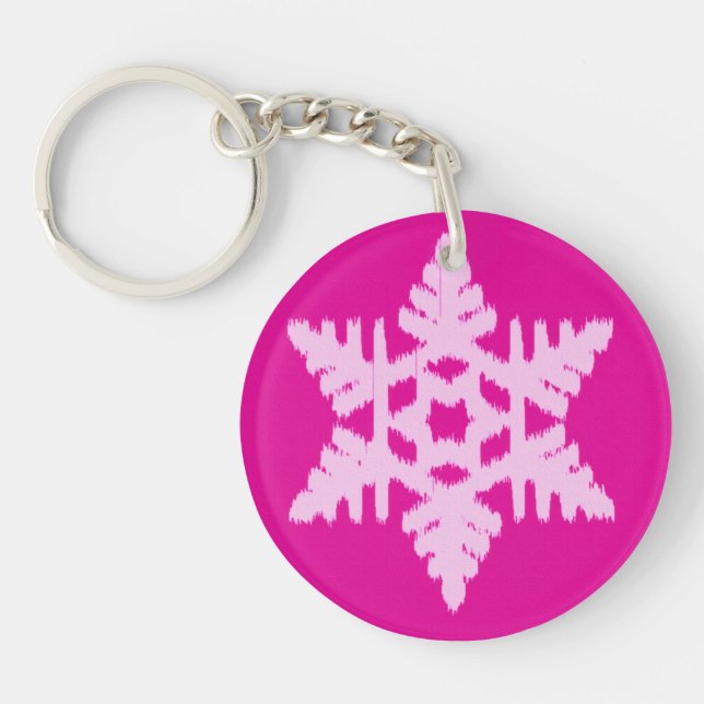 Ikat Snowflake - Fuchsia och isens rosa (Framsidan)