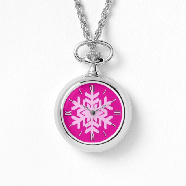 Ikat Snowflake - Fuchsia och isens rosa Armbandsur (Framsida)