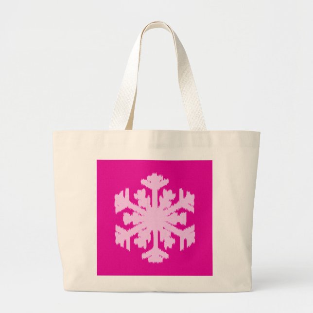 Ikat Snowflake - Fuchsia och isens rosa Jumbo Tygkasse (Framsidan)