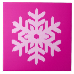 Ikat Snowflake - Fuchsia och isens rosa Kakelplatta