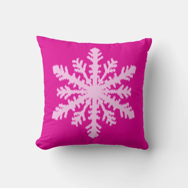 Ikat Snowflake - Fuchsia och isens rosa Kudde (Framsida)
