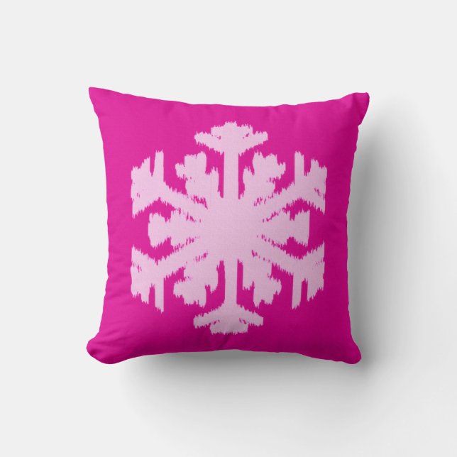 Ikat Snowflake - Fuchsia och isens rosa Kudde (Framsida)