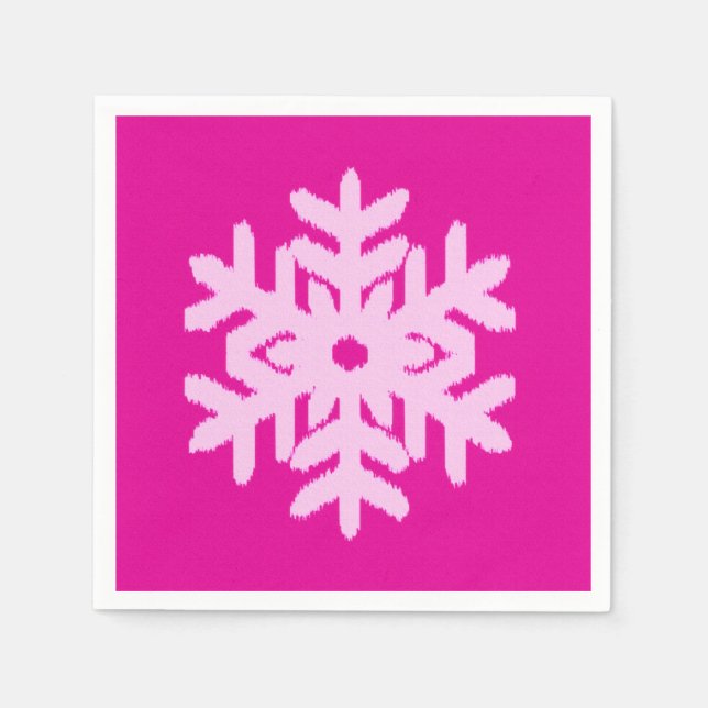 Ikat Snowflake - Fuchsia och isens rosa Pappersservett (Framsidan)