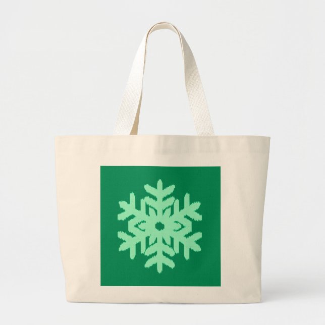 Ikat Snowflake - Gräs och mynta grönt Jumbo Tygkasse (Framsidan)