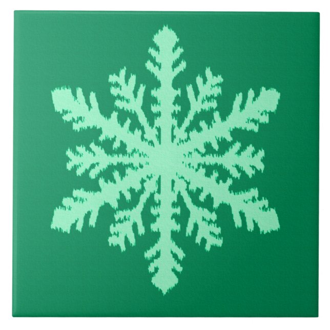 Ikat Snowflake - Gräs och mynta grönt Kakelplatta (Framsidan)