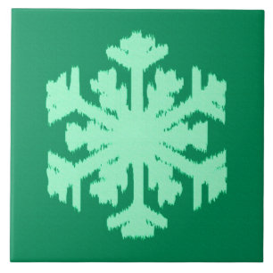 Ikat Snowflake - Gräs och mynta grönt Kakelplatta