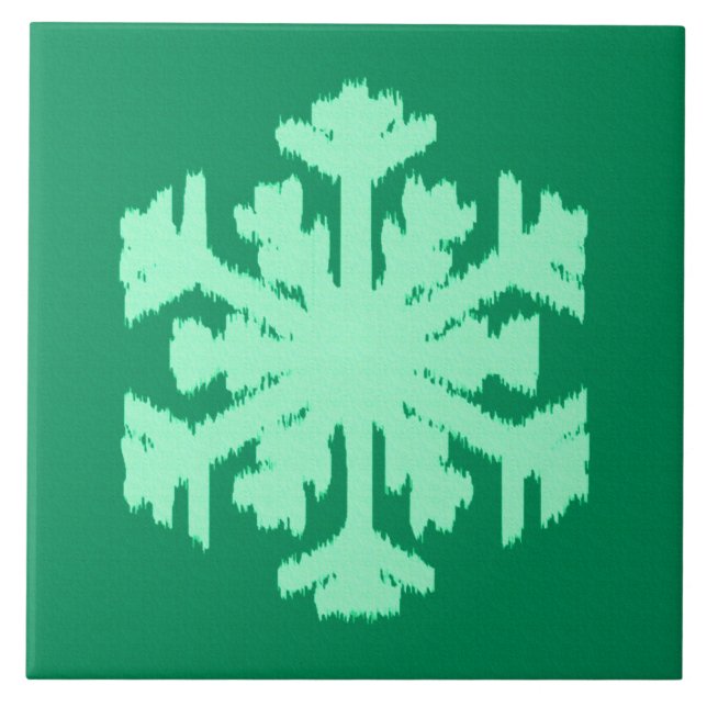 Ikat Snowflake - Gräs och mynta grönt Kakelplatta (Framsidan)