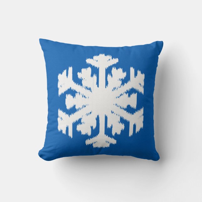 Ikat Snowflake - Koboltblått och vitt Kudde (Framsida)