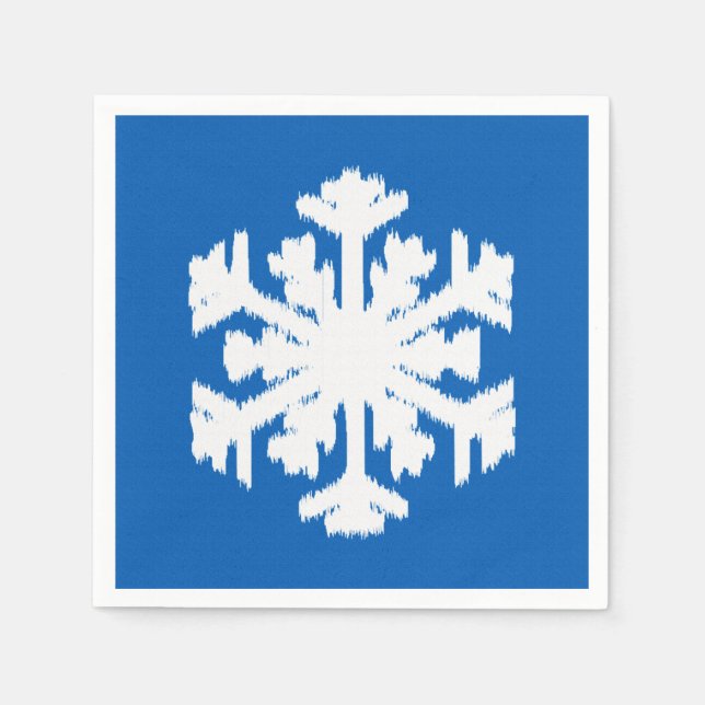 Ikat Snowflake - Koboltblått och vitt Pappersservett (Framsidan)