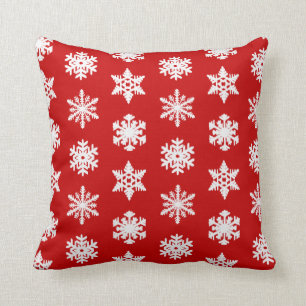 Ikat Snowflake - Mörk röd och vit Kudde