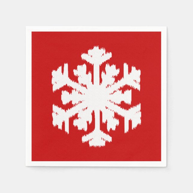 Ikat Snowflake - Mörk röd och vit Pappersservett (Framsidan)