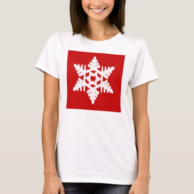 Ikat Snowflake - Mörk röd och vit Tröja (Framsida)