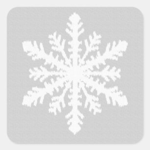 Ikat Snowflake - Silver grått och vitt Fyrkantigt Klistermärke