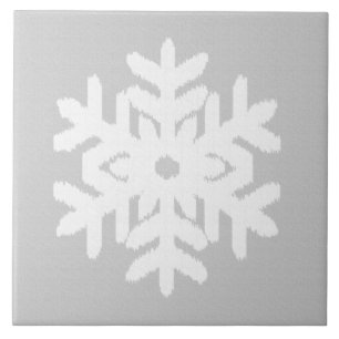 Ikat Snowflake - Silver grått och vitt Kakelplatta