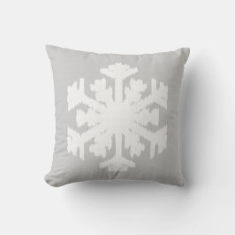 Ikat Snowflake - Silver grått och vitt Kudde
