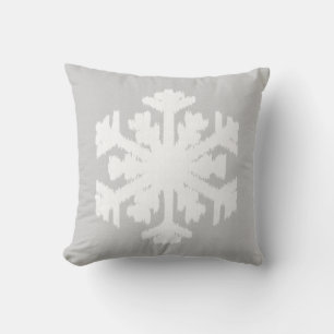 Ikat Snowflake - Silver grått och vitt Kudde