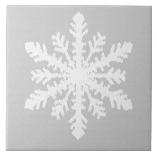 Ikat Snowflake - silvergrå färg och vit Kakelplatta