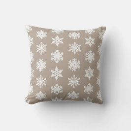 Ikat Snowflake - Taupe tan and white Kudde