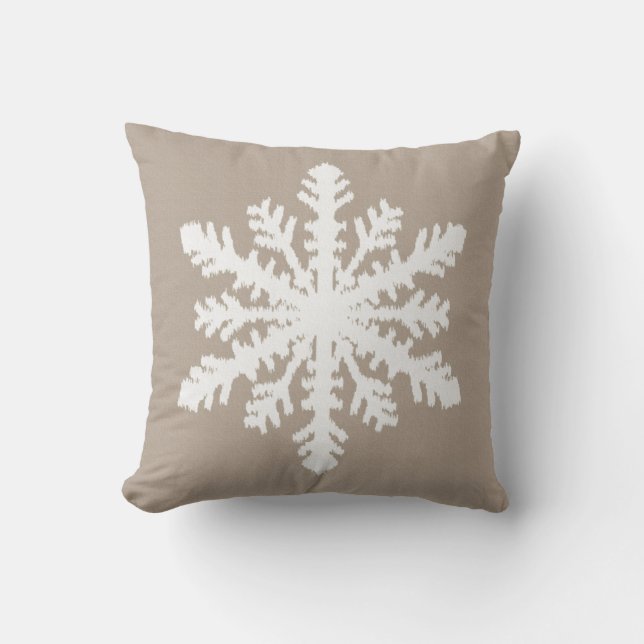 Ikat Snowflake - Taupesolbränna och vit Kudde (Framsida)