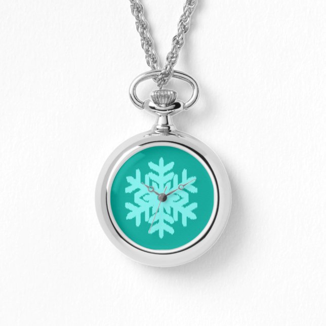 Ikat Snowflake - Turquise och aqua Armbandsur (Framsida)