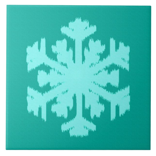 Ikat Snowflake - Turquise och aqua Kakelplatta (Framsidan)