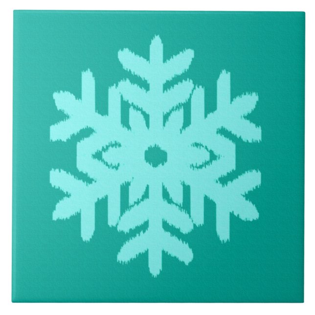 Ikat Snowflake - Turquise och aqua Kakelplatta (Framsidan)