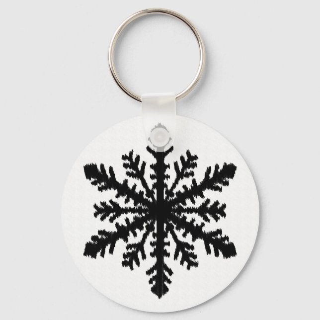 Ikat Snowflake - Vitt och svart Nyckelring (Framsida)