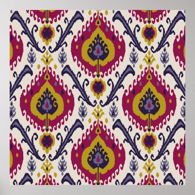Ikat Sömlös mönster-bakgrund Traditionell patte Poster (Framsidan)