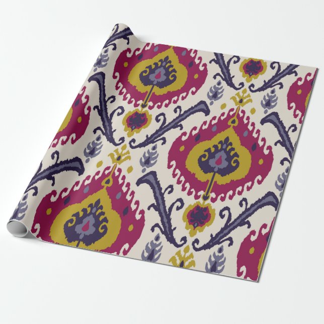 Ikat Sömlös mönster-bakgrund Traditionell patte Presentpapper (Utrullad)